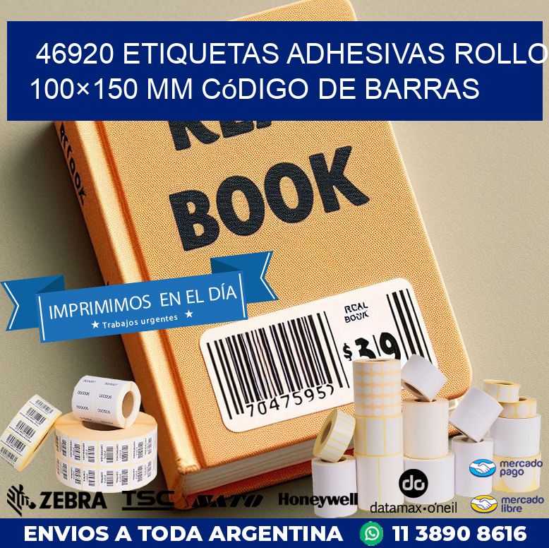 46920 etiquetas adhesivas rollo 100×150 mm código de barras