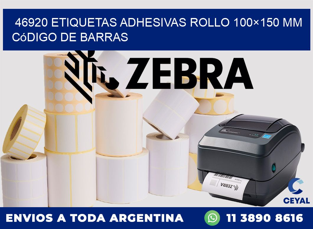 46920 etiquetas adhesivas rollo 100×150 mm código de barras