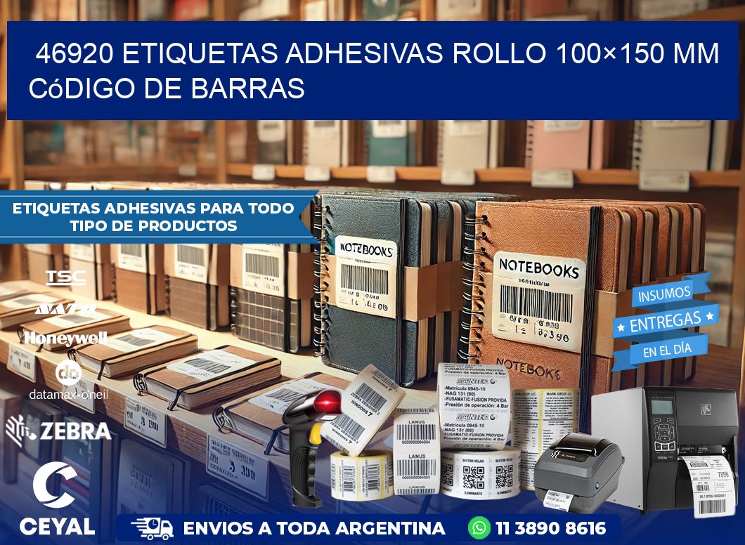 46920 etiquetas adhesivas rollo 100×150 mm código de barras