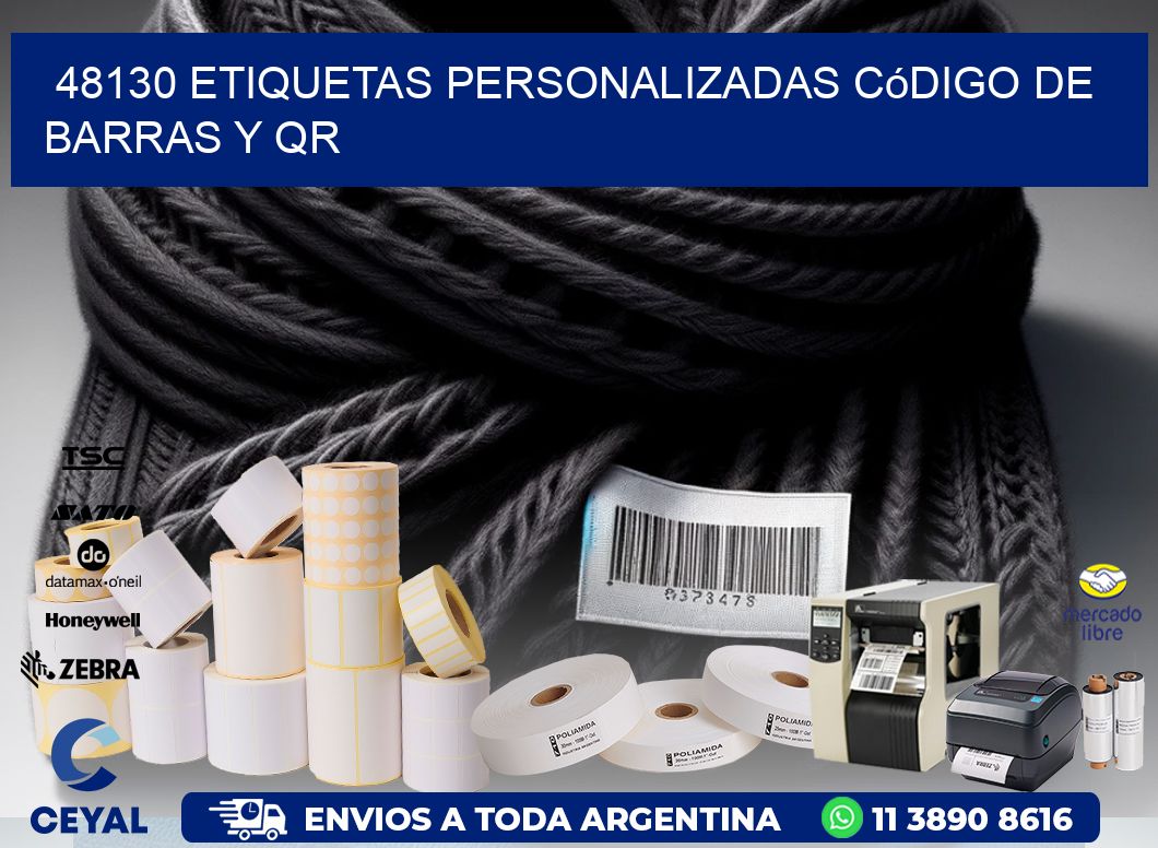 48130 etiquetas personalizadas código de barras y QR
