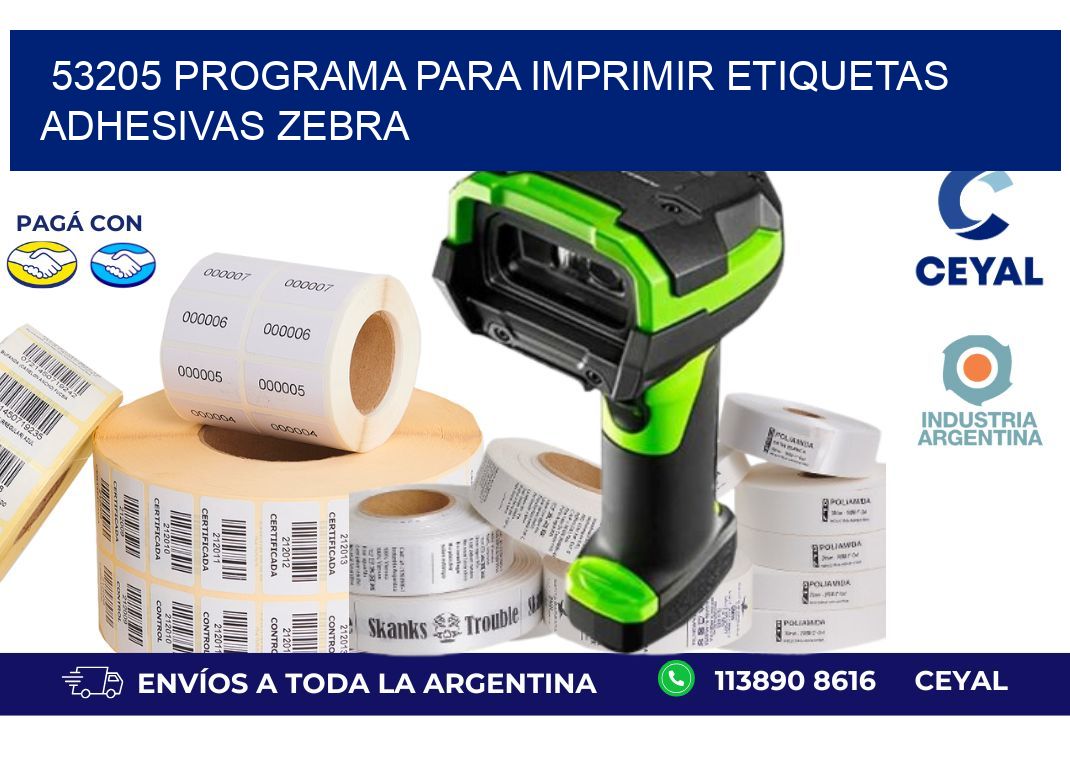 53205 Programa para imprimir etiquetas adhesivas zebra