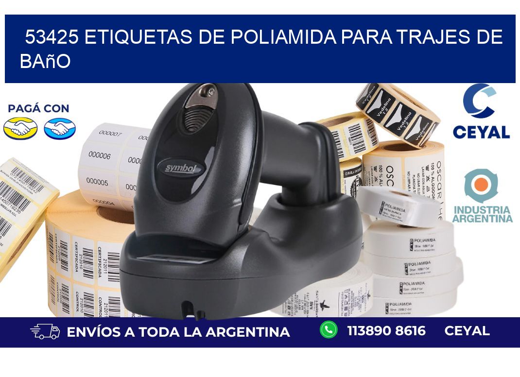 53425 etiquetas de poliamida para trajes de baño