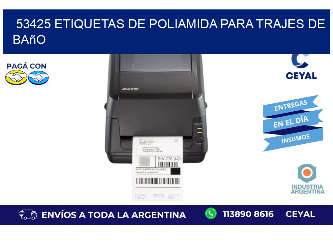 53425 etiquetas de poliamida para trajes de baño
