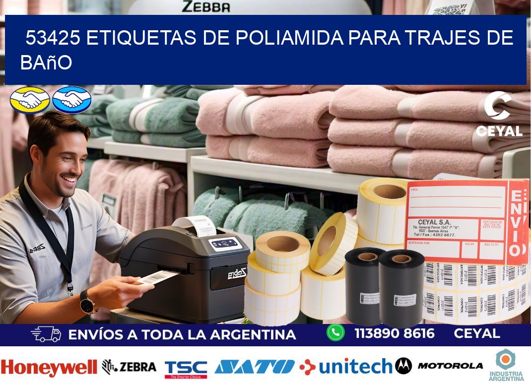 53425 etiquetas de poliamida para trajes de baño