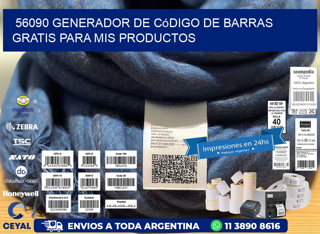 56090 Generador de código de barras gratis para mis productos