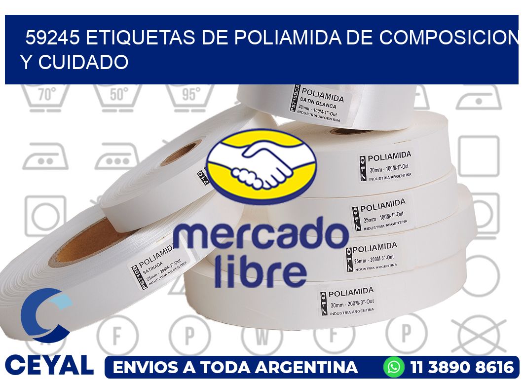 59245 etiquetas de poliamida de composicion y cuidado