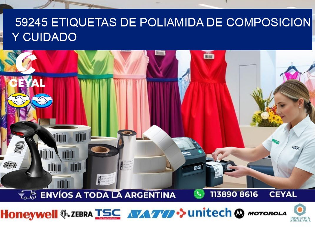 59245 etiquetas de poliamida de composicion y cuidado