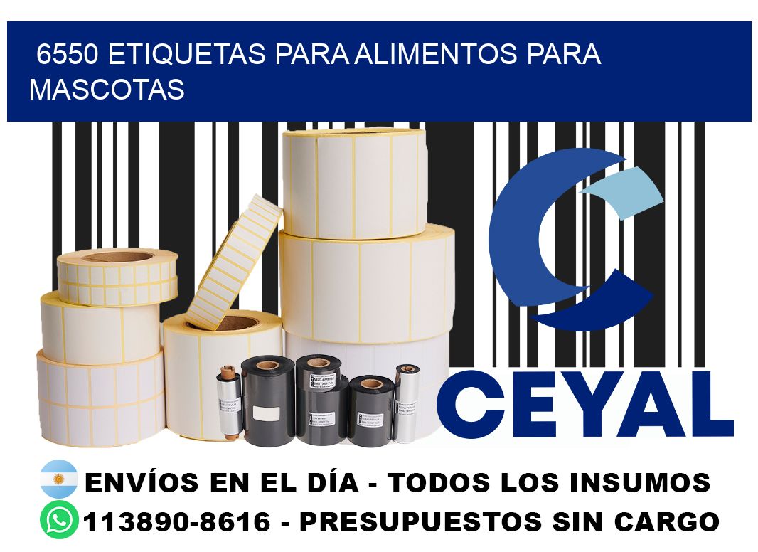 6550 Etiquetas para alimentos para mascotas