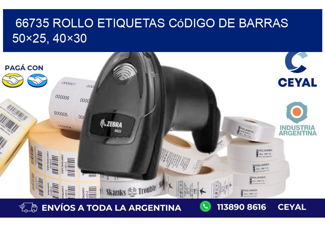 66735 rollo etiquetas código de barras 50×25, 40×30