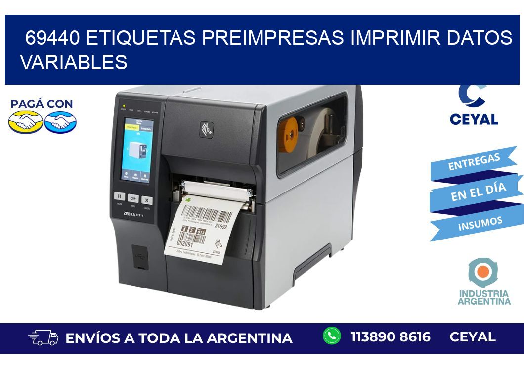 69440 Etiquetas preimpresas imprimir datos variables