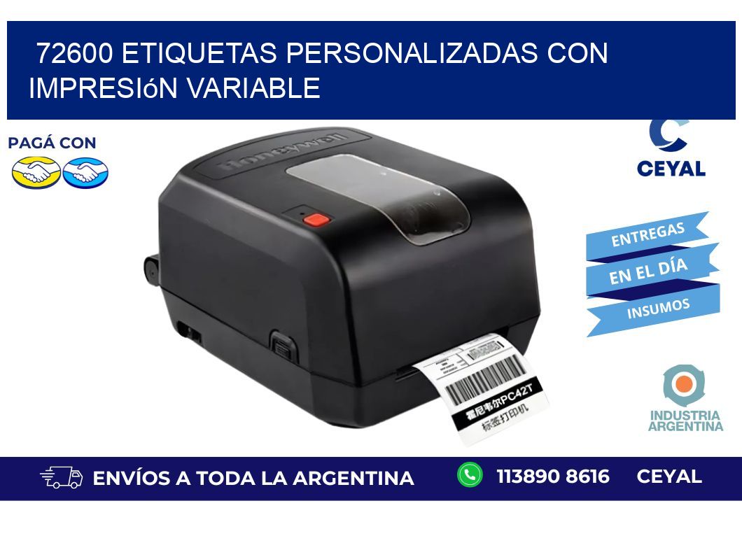 72600 etiquetas personalizadas con impresión variable