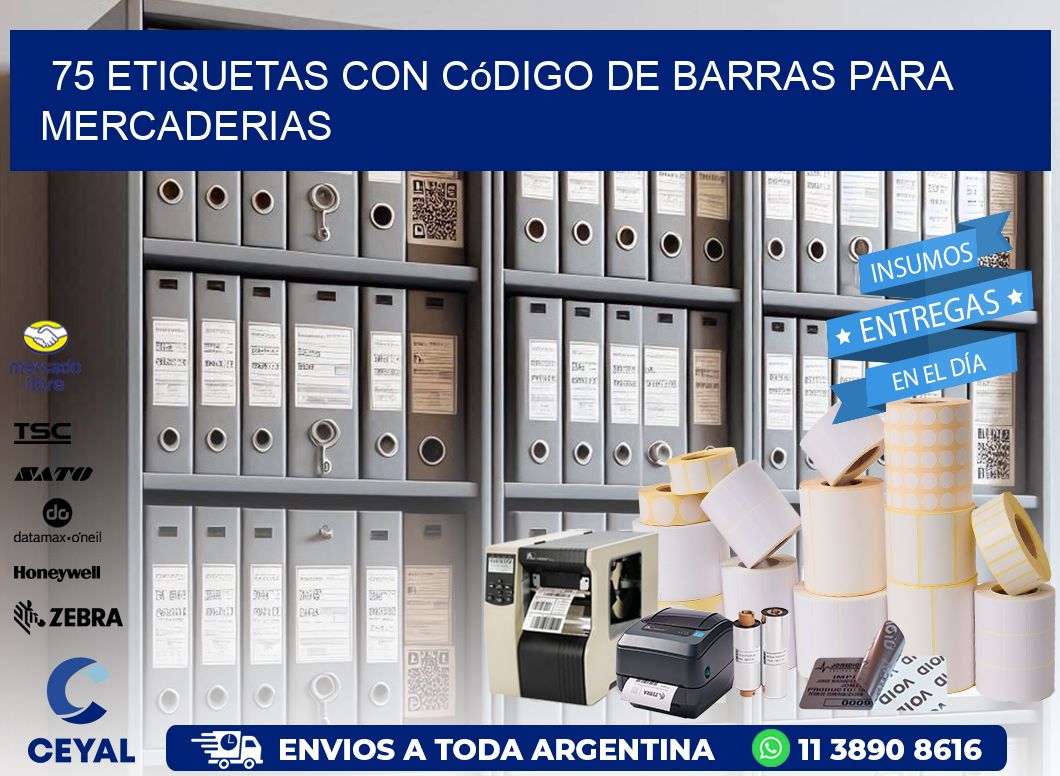 75 etiquetas con código de barras para mercaderias