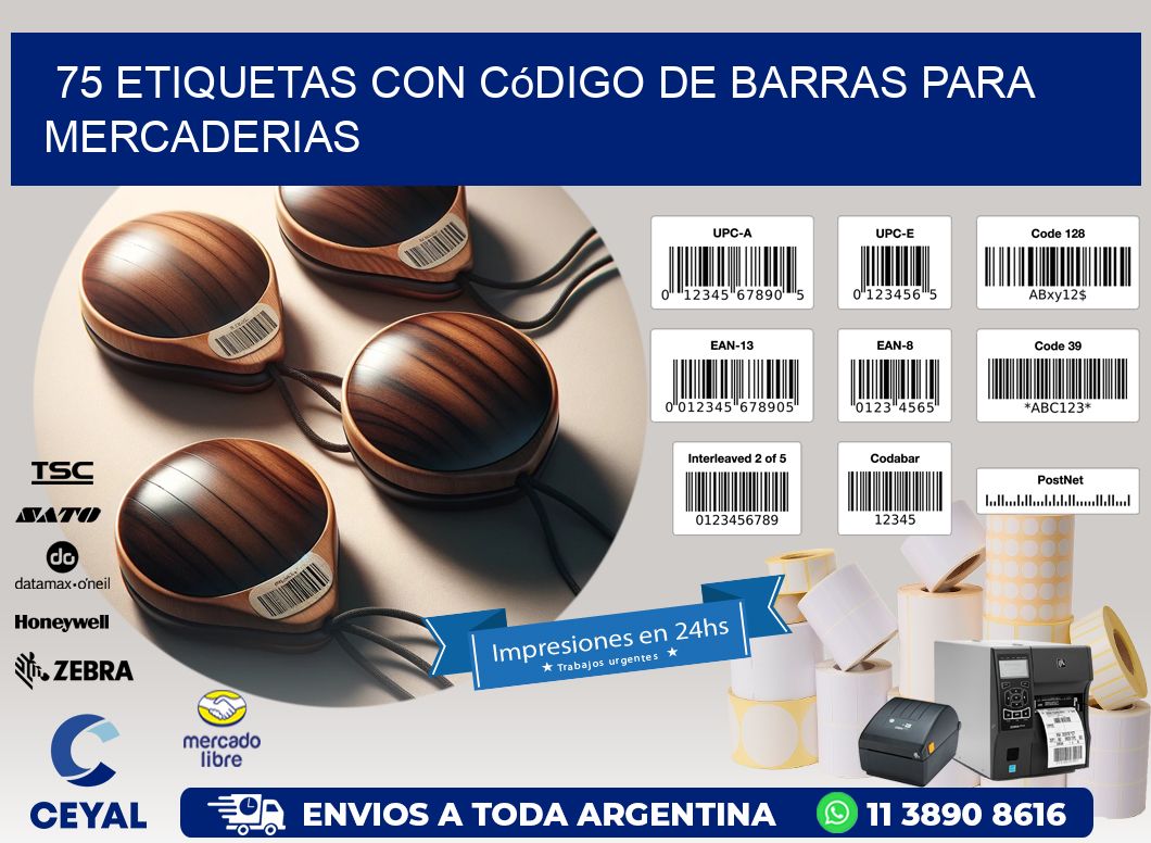 75 etiquetas con código de barras para mercaderias