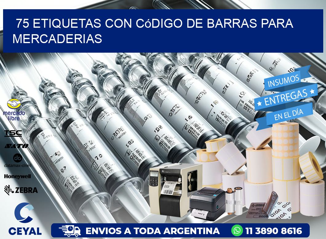 75 etiquetas con código de barras para mercaderias