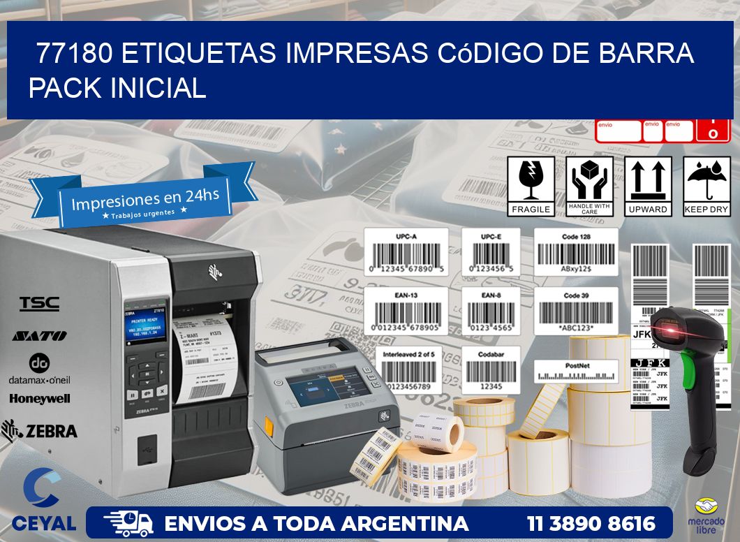 77180 Etiquetas Impresas código De Barra Pack Inicial