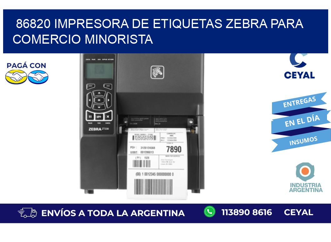 86820 impresora de etiquetas zebra para comercio minorista