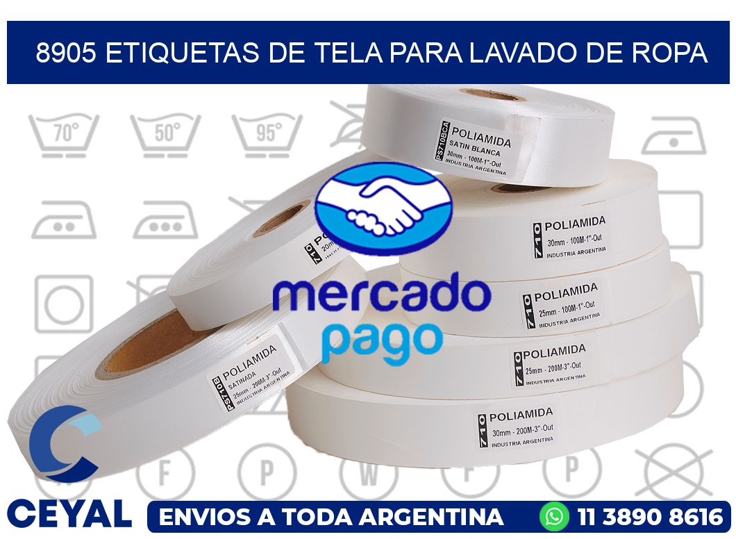 8905 Etiquetas de tela para lavado de ropa