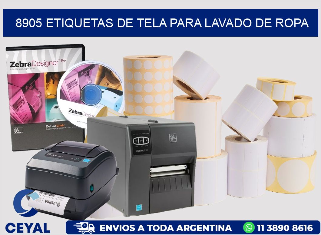 8905 Etiquetas de tela para lavado de ropa