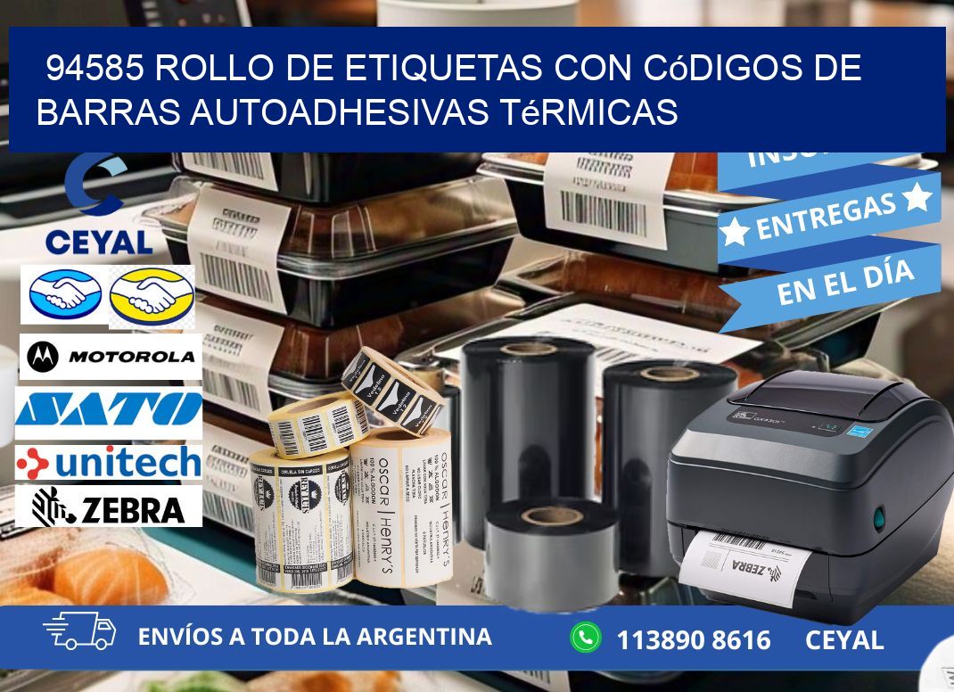 94585 Rollo de etiquetas con códigos de barras autoadhesivas térmicas