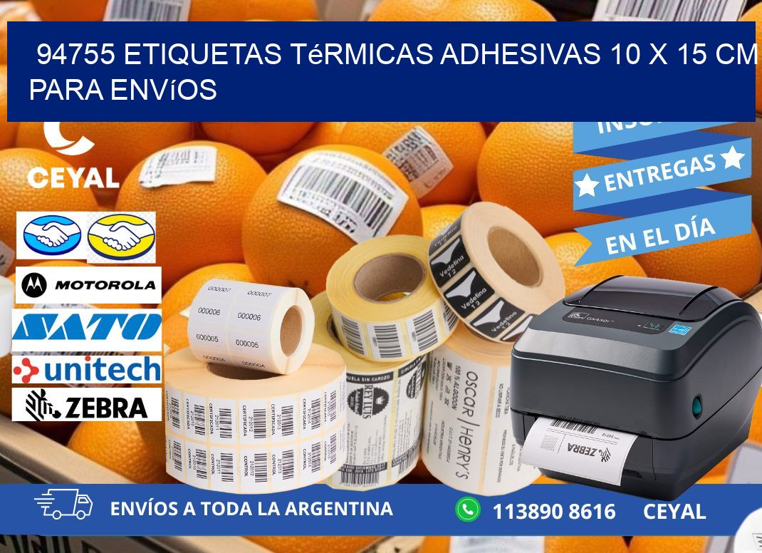 94755 Etiquetas Térmicas Adhesivas 10 x 15 cm para Envíos