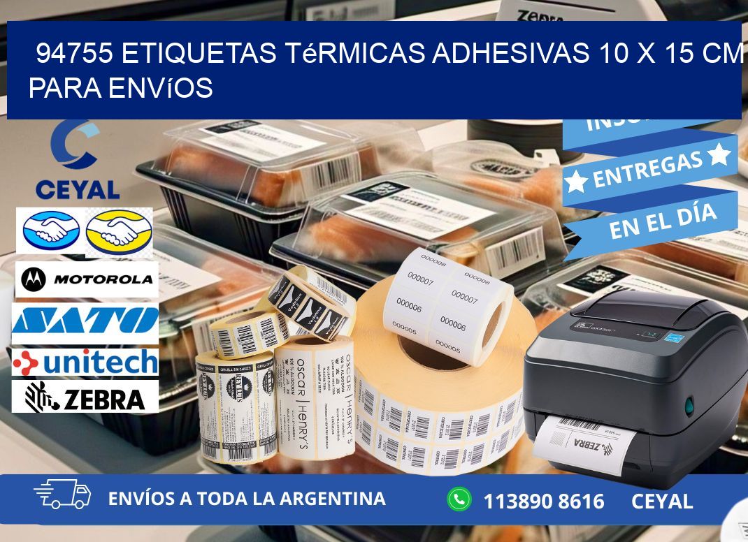 94755 Etiquetas Térmicas Adhesivas 10 x 15 cm para Envíos