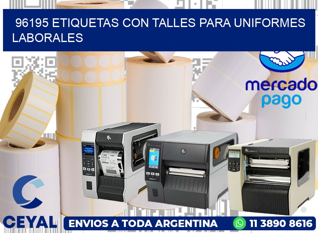96195 etiquetas con talles para uniformes laborales