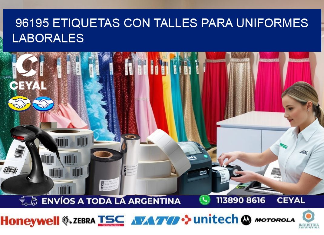 96195 etiquetas con talles para uniformes laborales