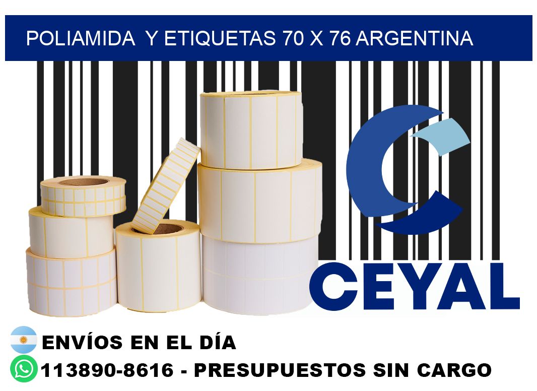 Poliamida  y etiquetas 70 x 76 argentina