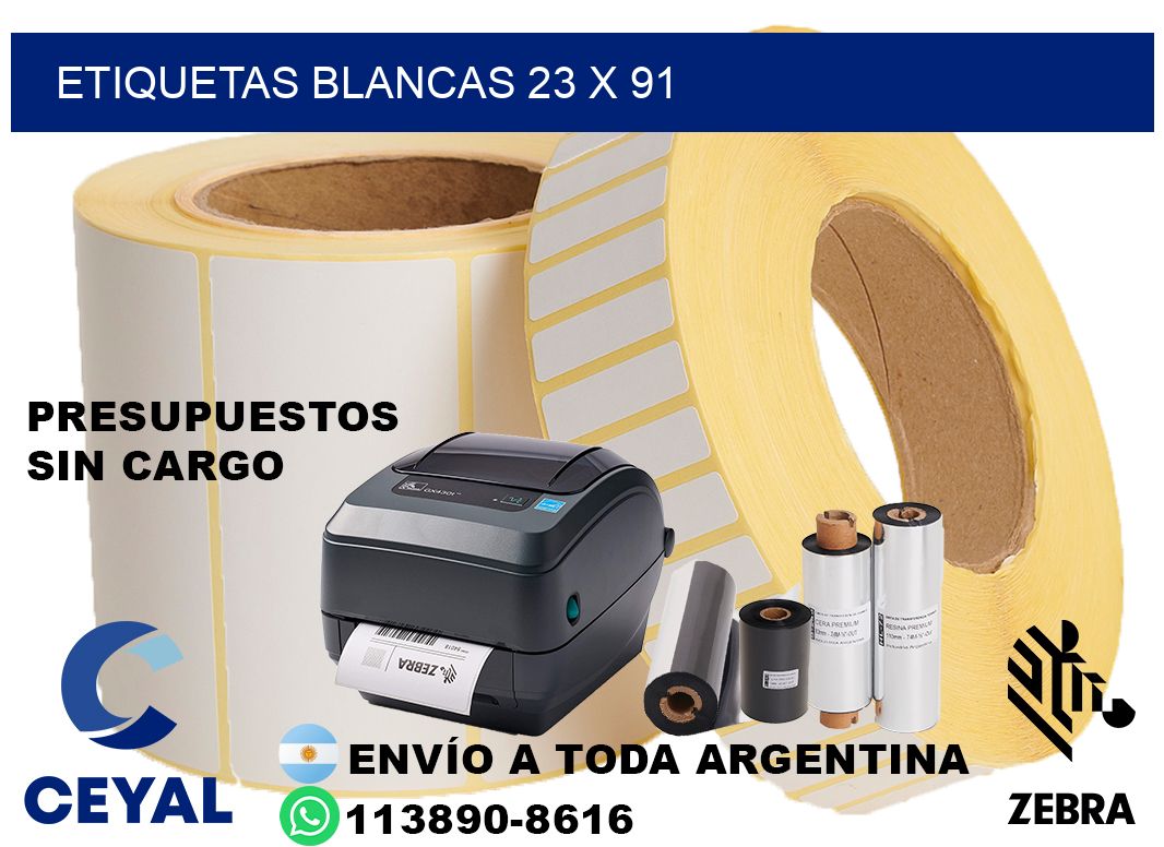 etiquetas blancas 23 x 91