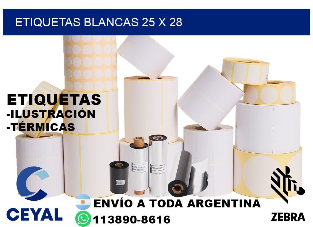 etiquetas blancas 25 x 28