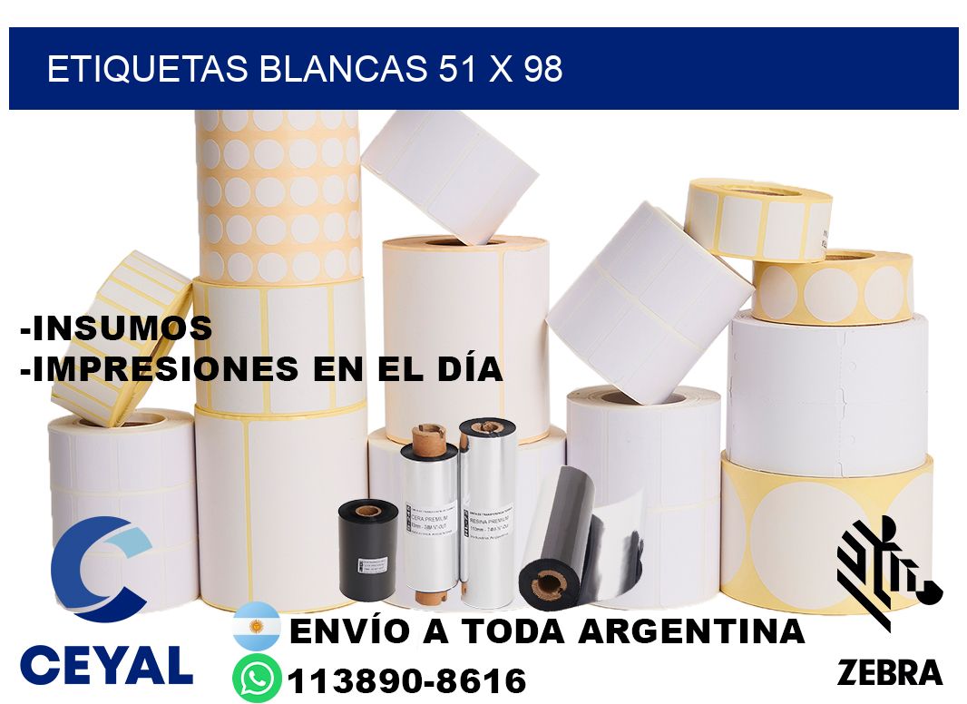 etiquetas blancas 51 x 98