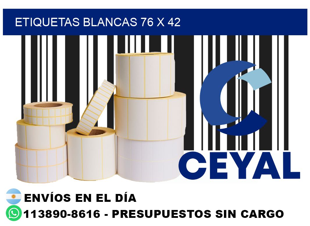 etiquetas blancas 76 x 42