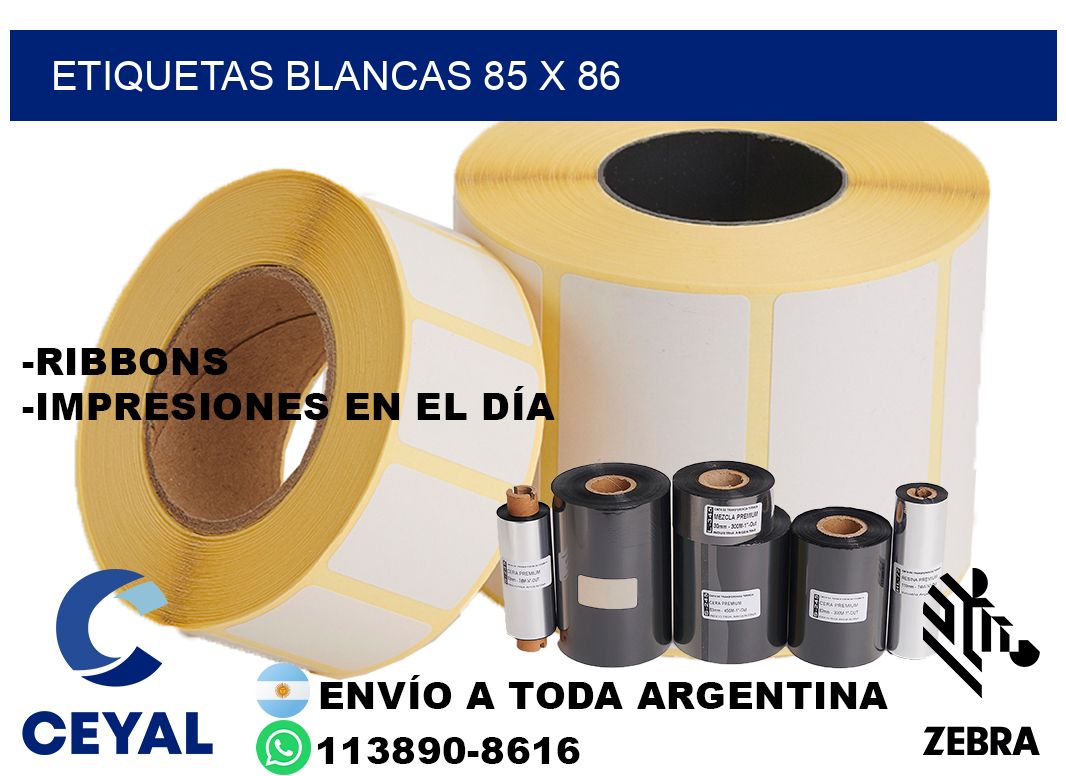 etiquetas blancas 85 x 86