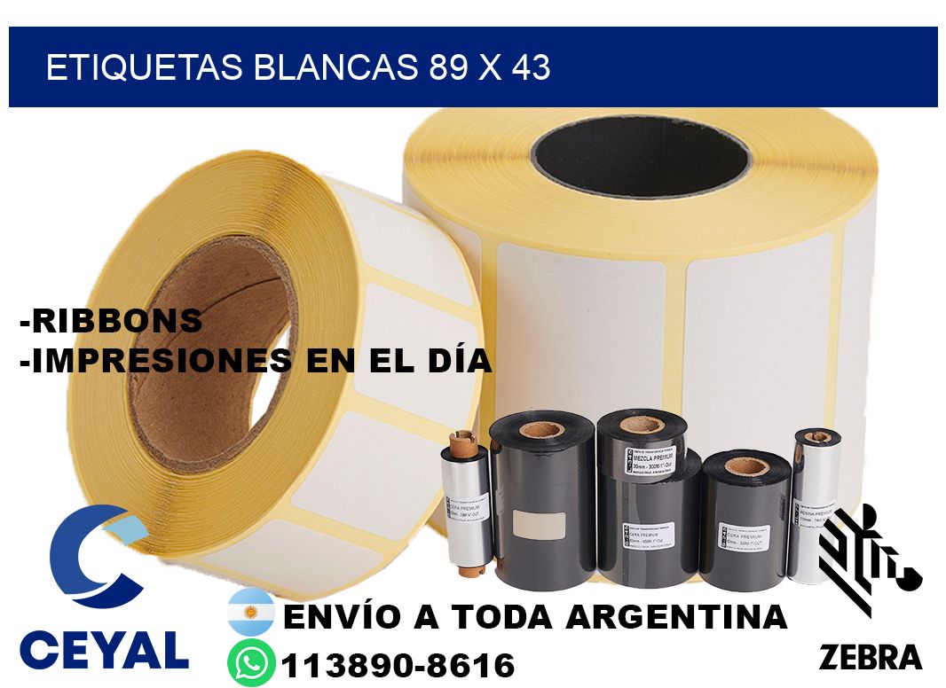 etiquetas blancas 89 x 43