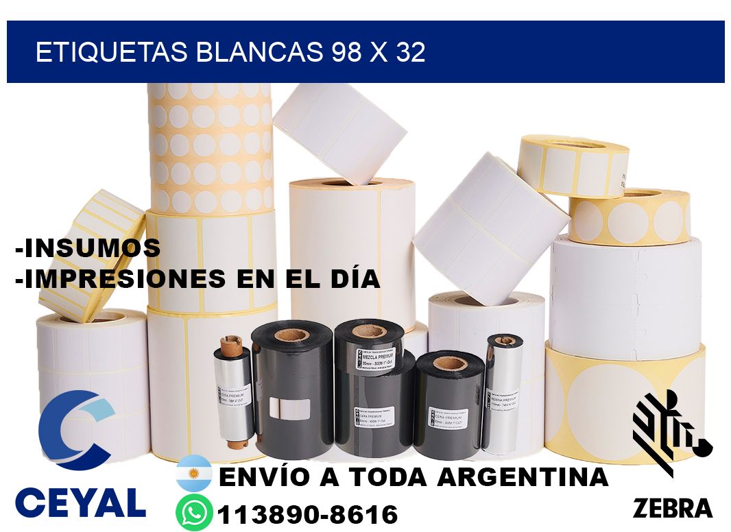 etiquetas blancas 98 x 32