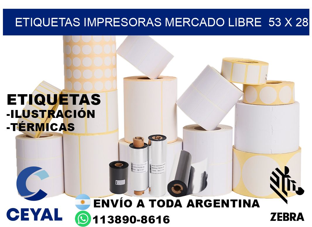 etiquetas impresoras mercado libre 53 x 28