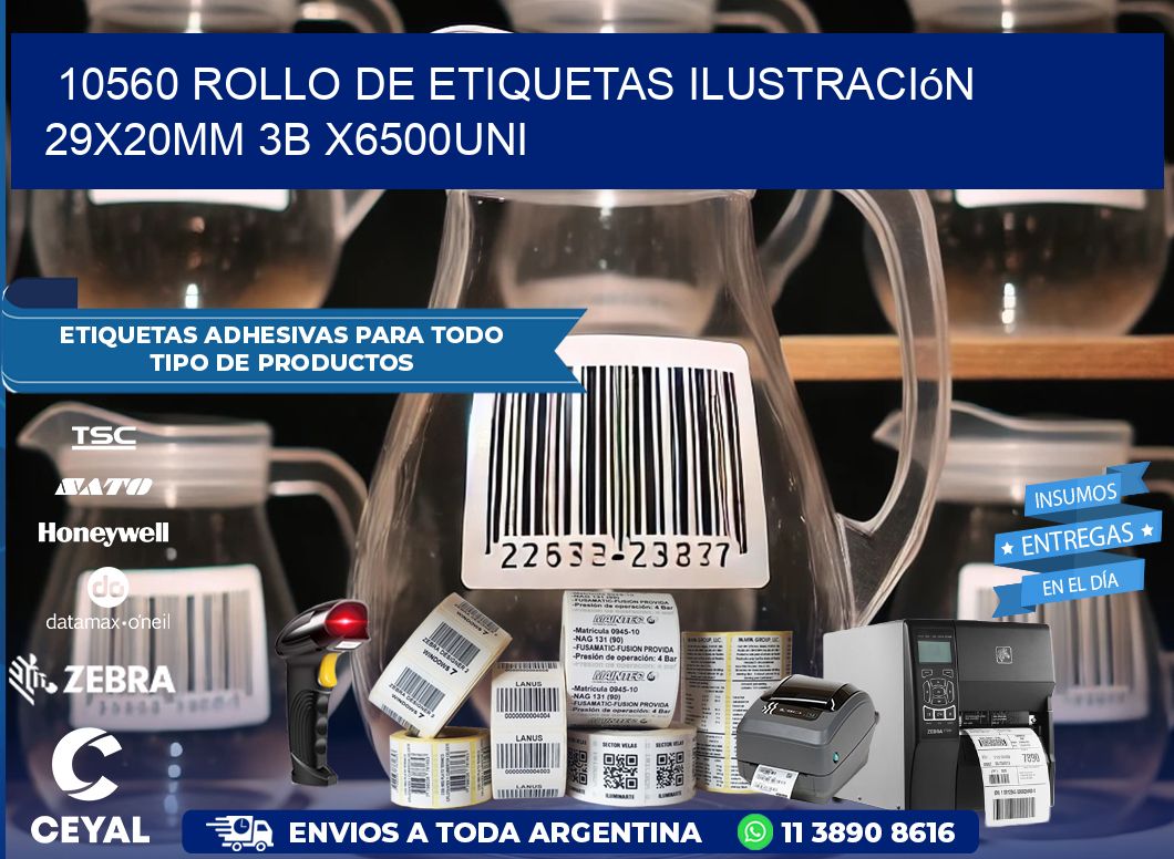 10560 Rollo De Etiquetas Ilustración 29x20mm 3b X6500uni