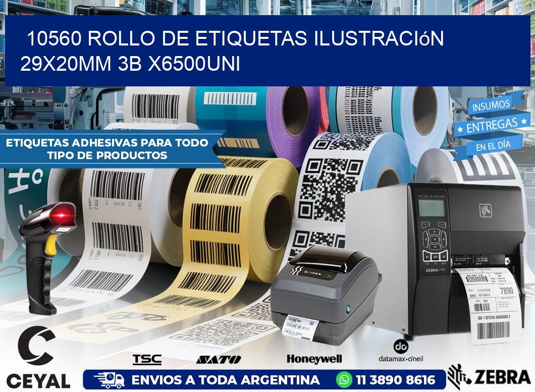10560 Rollo De Etiquetas Ilustración 29x20mm 3b X6500uni