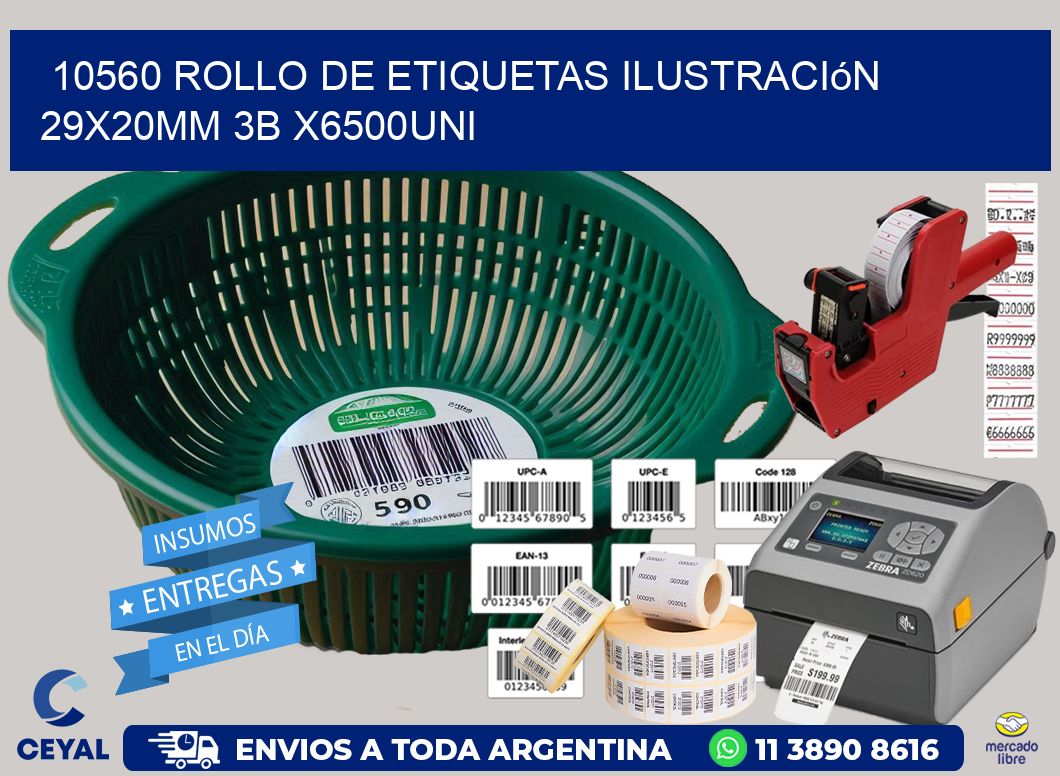 10560 Rollo De Etiquetas Ilustración 29x20mm 3b X6500uni