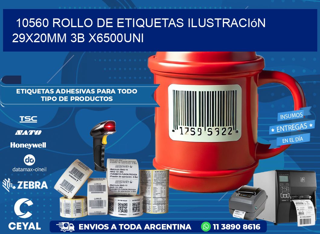 10560 Rollo De Etiquetas Ilustración 29x20mm 3b X6500uni