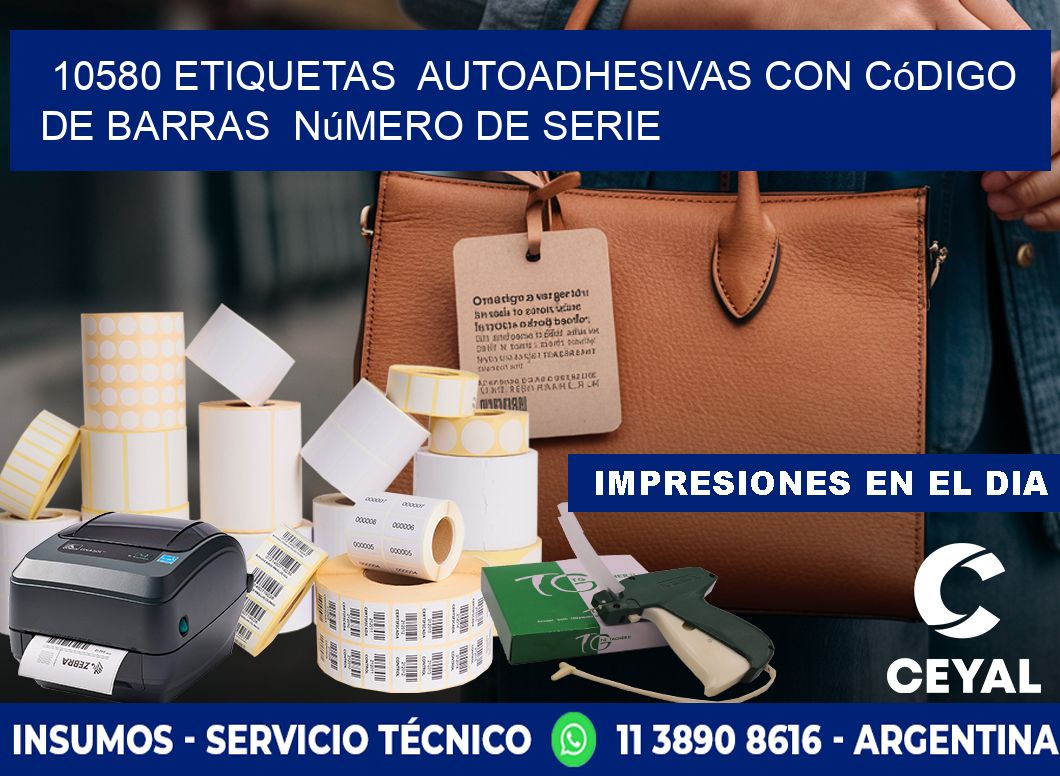 10580 etiquetas autoadhesivas con código de barras número de serie