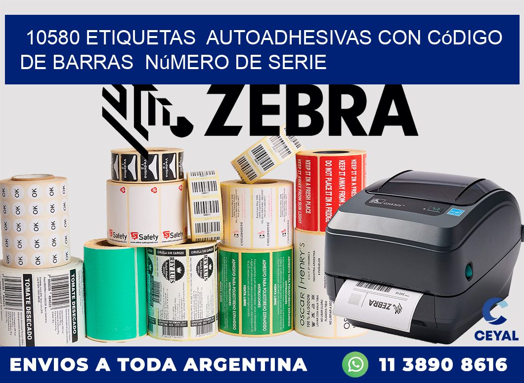 10580 etiquetas autoadhesivas con código de barras número de serie