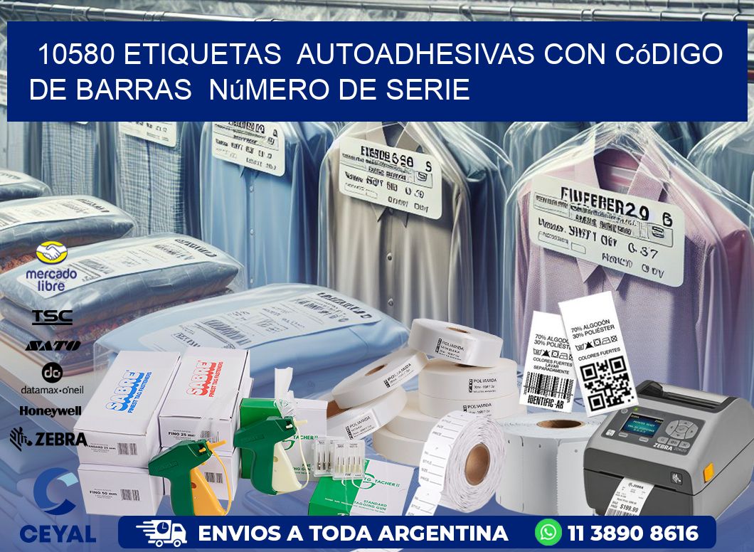 10580 etiquetas  autoadhesivas con código de barras  número de serie