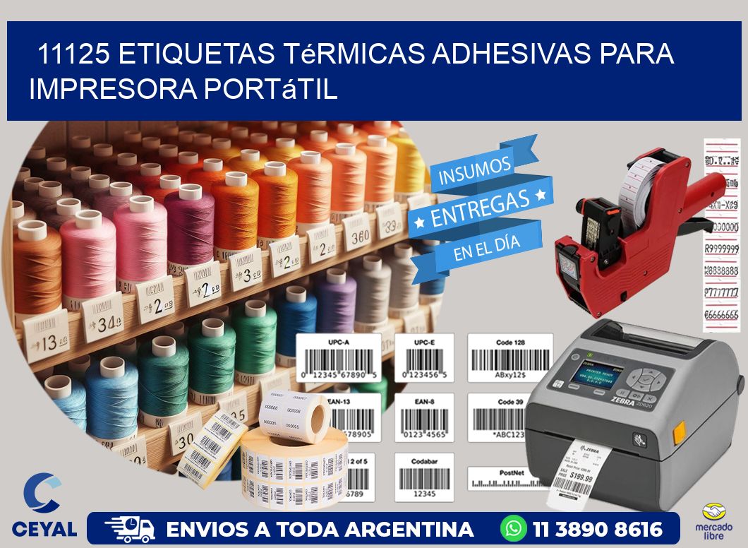 11125 etiquetas térmicas adhesivas para impresora portátil