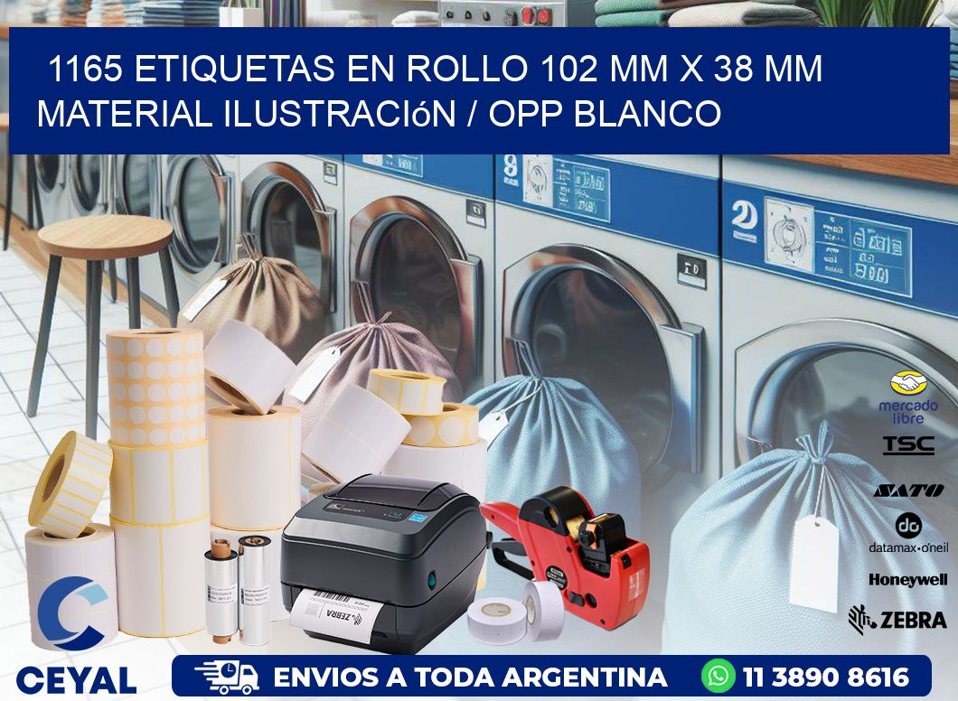 1165 Etiquetas en rollo 102 mm x 38 mm material Ilustración / OPP Blanco