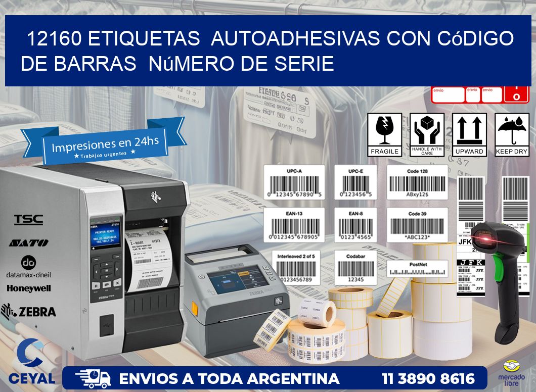 12160 etiquetas autoadhesivas con código de barras número de serie