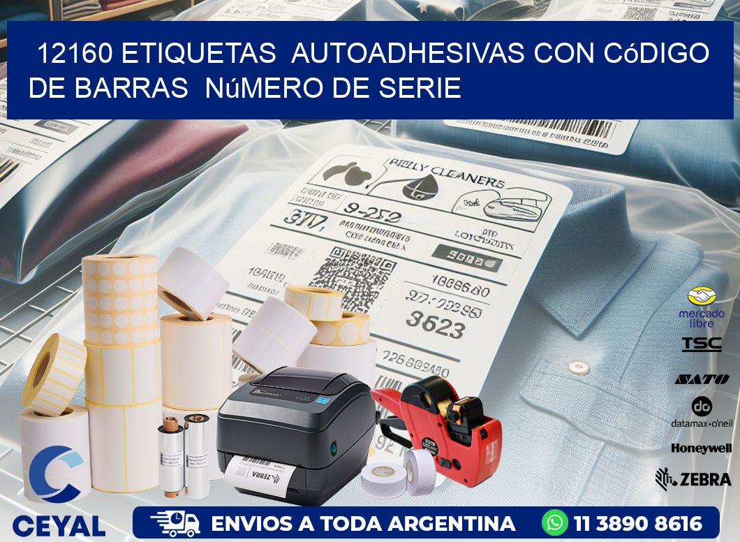 12160 etiquetas autoadhesivas con código de barras número de serie