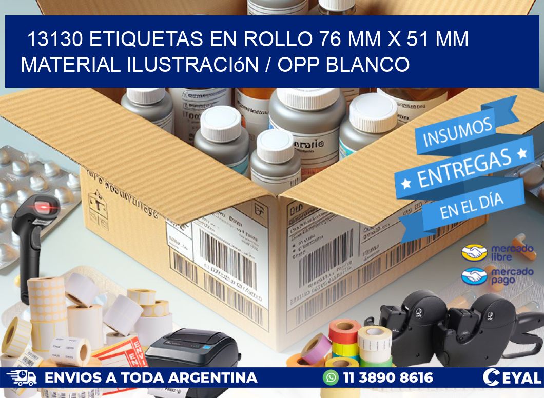 13130 Etiquetas en rollo 76 mm x 51 mm material Ilustración / OPP Blanco