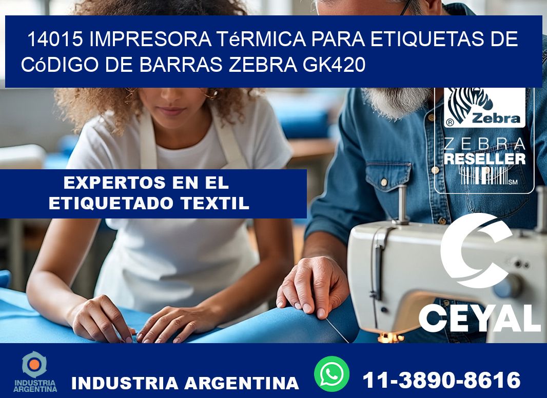 14015 impresora térmica para etiquetas de código de barras Zebra GK420