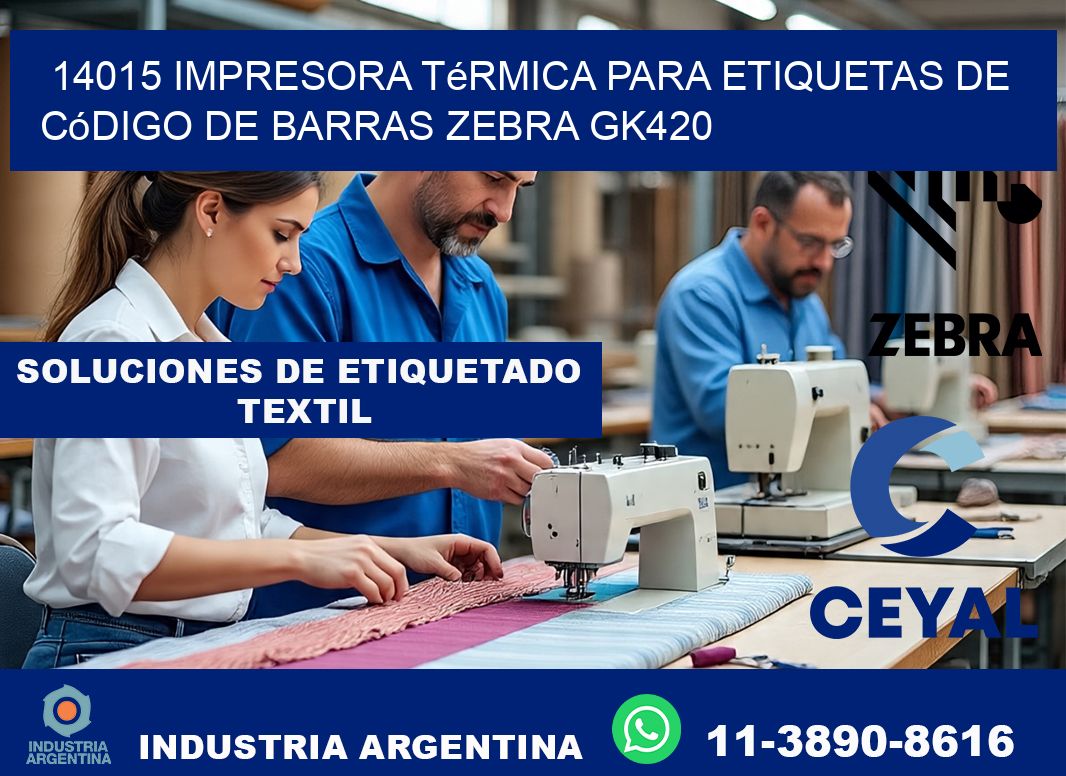 14015 impresora térmica para etiquetas de código de barras Zebra GK420